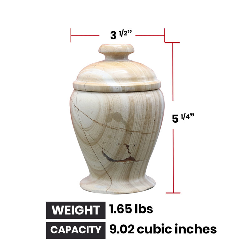 Marble Keepsake Cremation Urn For Ashes, Teak