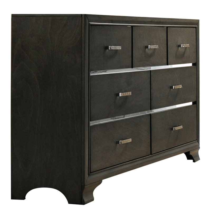 Ashiana 7-Drawer Rectangular Dresser in Gray