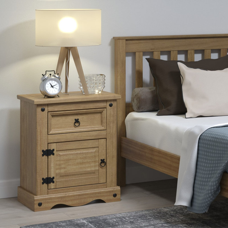 Shoup 53 cm W Solid Wood Bedside Table, Brown