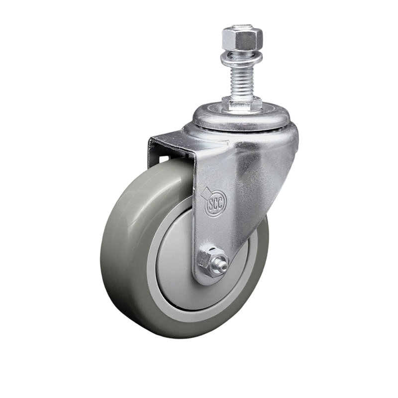 4 Inch SS Gray Polyurethane Wheel Swivel ½ Inch Threaded Stem Caster SCC