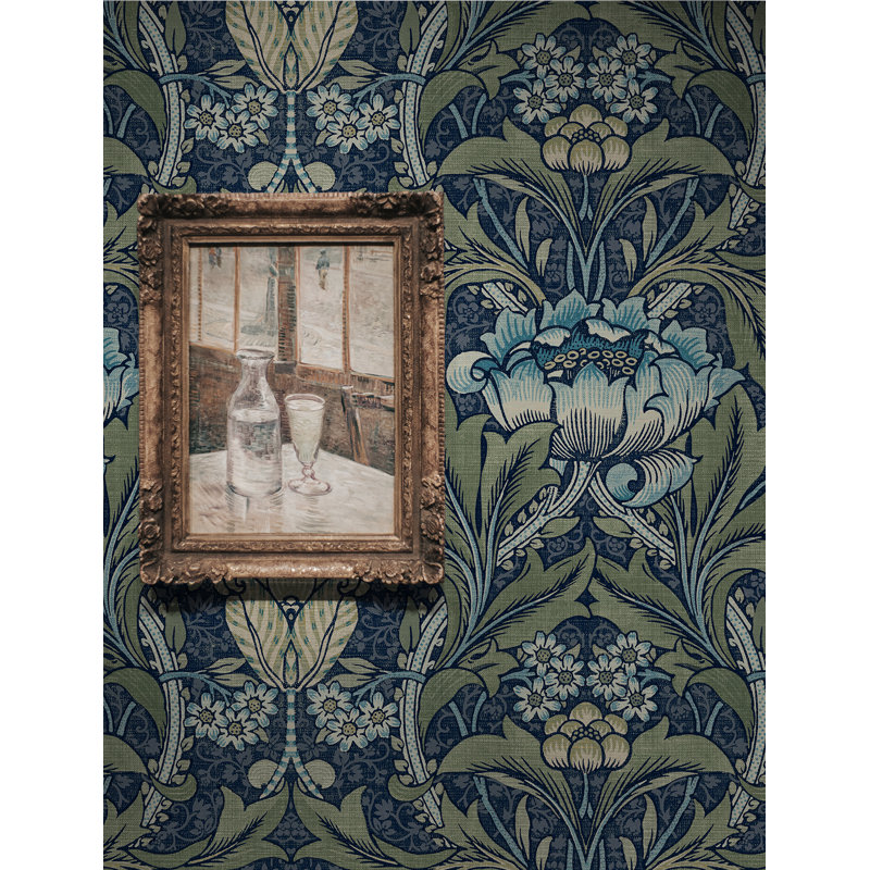 Mifflintown Floral Wallpaper, Denim & Sage