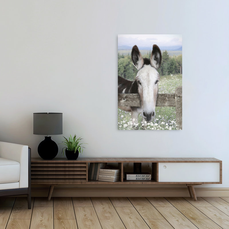 «Curious Donkey Abstract Contemporary Horse Landscape Nature», art mural, H 48 po x l 32 po
