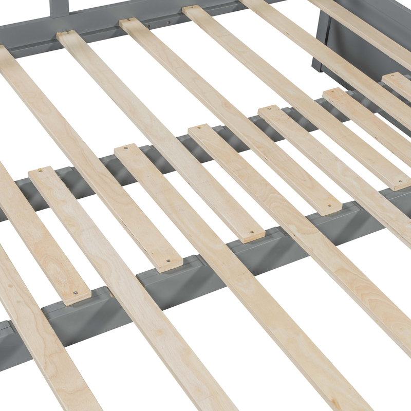 Lit de jour extensible avec couchette, lit de jour en bois avec couchette, Gris