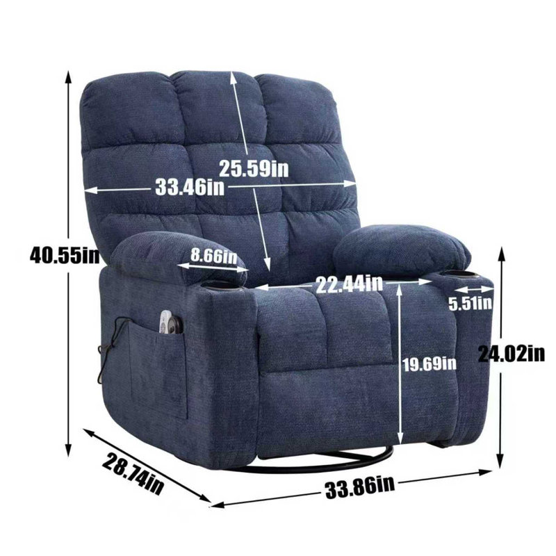 Fauteuil inclinable et chauffant Comfort, métal et bois, salon moderne