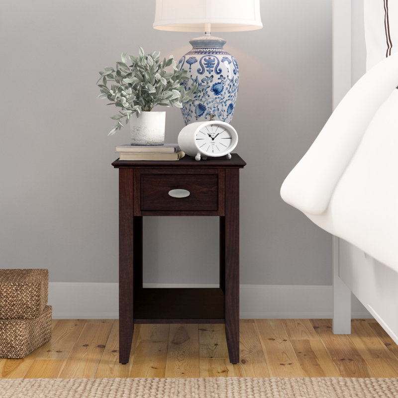 Burrell End Table with Storage, Merlot