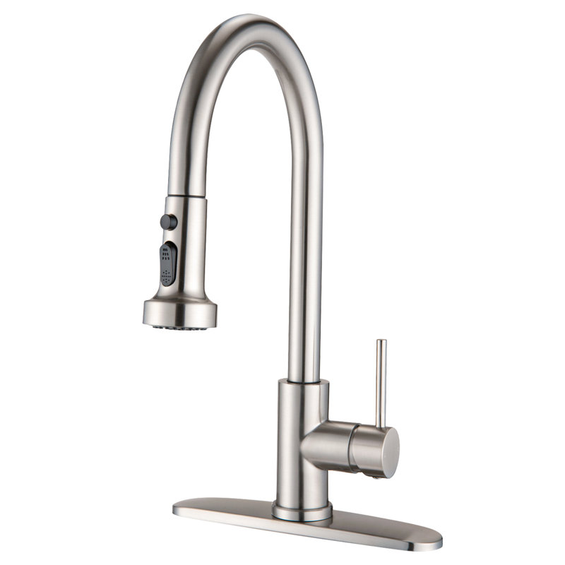 Brushed Nickel Stainless Steel Faucet For Kitchen With Soap Dispenser - Scratch Resistance, Rust Spot Feature Pull Down In 360 Swivel Spout, Scratchproof, Rustproof, Design