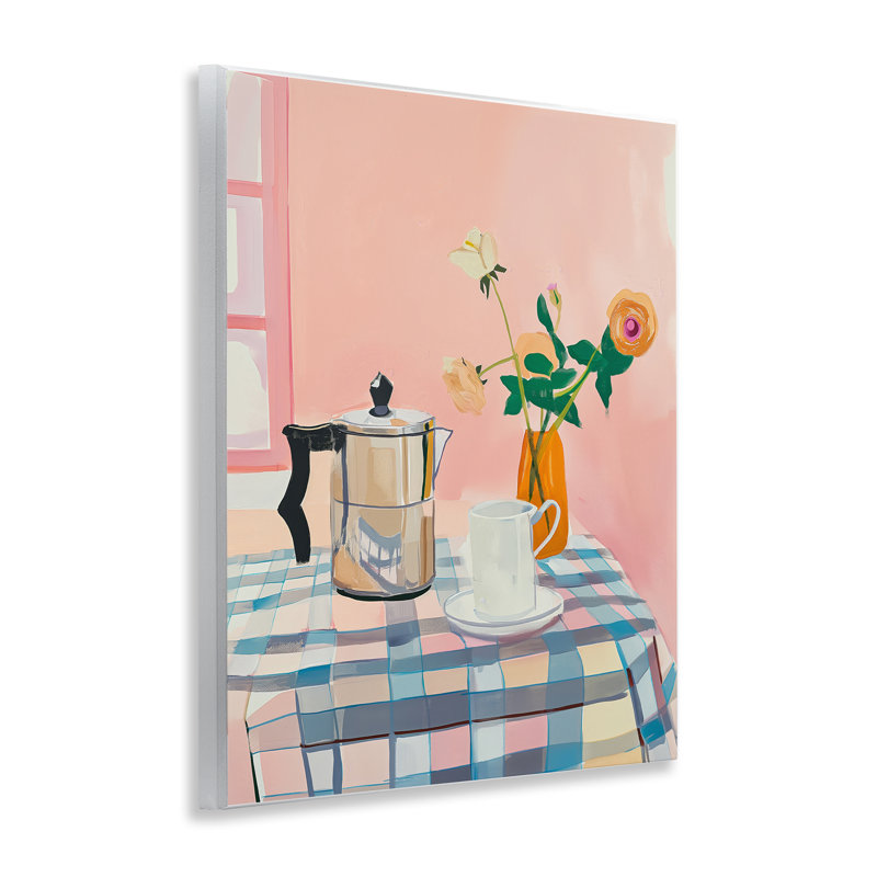 Plaque murale de table de cuisine rose rétro, design par Arlington Prints