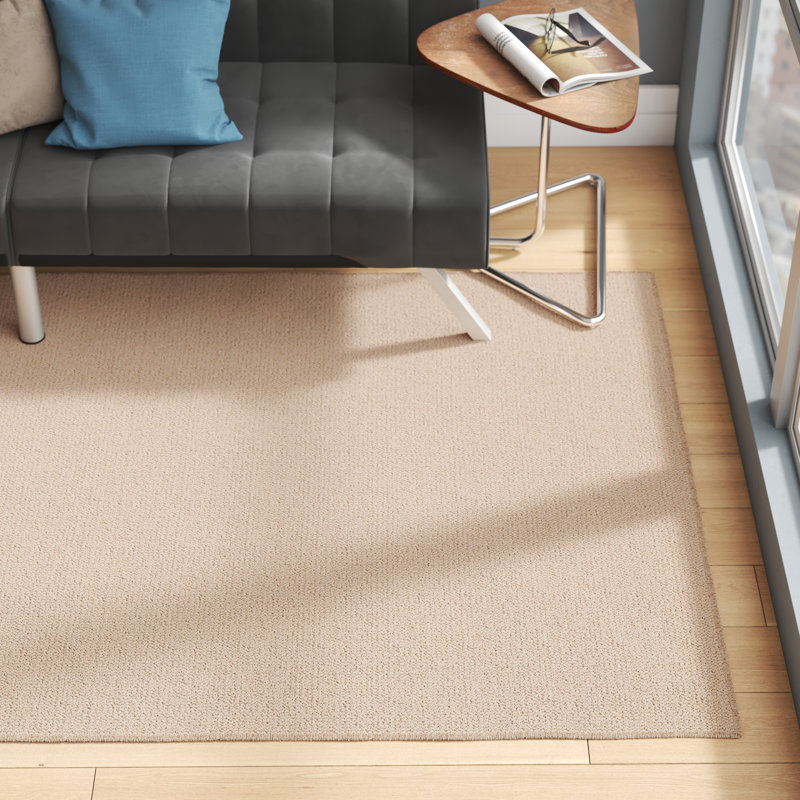Ebern Designs Aahir Machine Woven Finish Wool Natural Rug