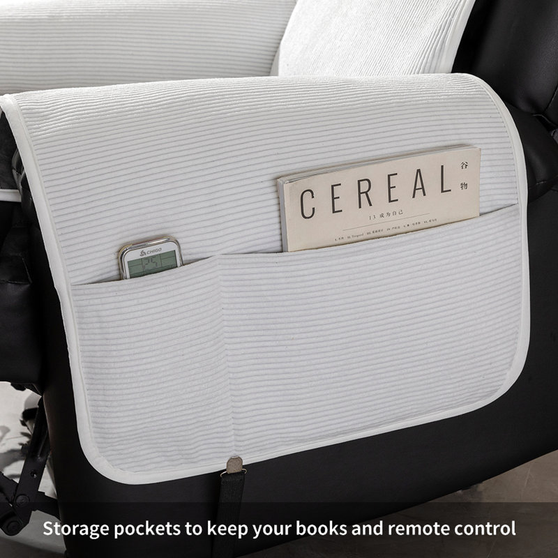Box Cushion Recliner Slipcover, White 