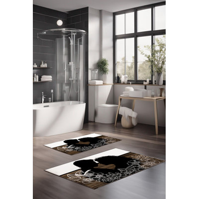 Ensemble de tapis de bain de luxe Eakly (2 pièces), 100% polyester, 16,0 x 23,6 pouces et 23,6 x 39,4 pouces | Conception antibactérienne antidérapante, hauteur de poils de 0,3 po | Lavable à la machine, durable et facile à nettoyer | Idéal pour la 