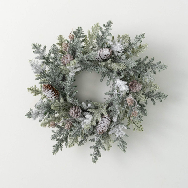 Anneau de Noël 16,5 po en pin givré artificiel, vert