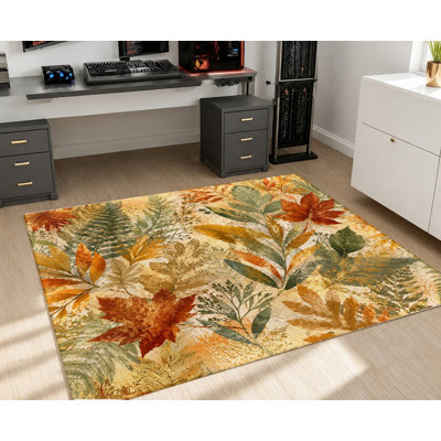 Tapis vintage à motif floral, imprimé feuilles d'automne, design botanique artistique, surface en velours, antidérapant, idéal pour la décoration intérieure du salon, de la chambre, de l'entrée, de la cuisine ou d'un appartement.