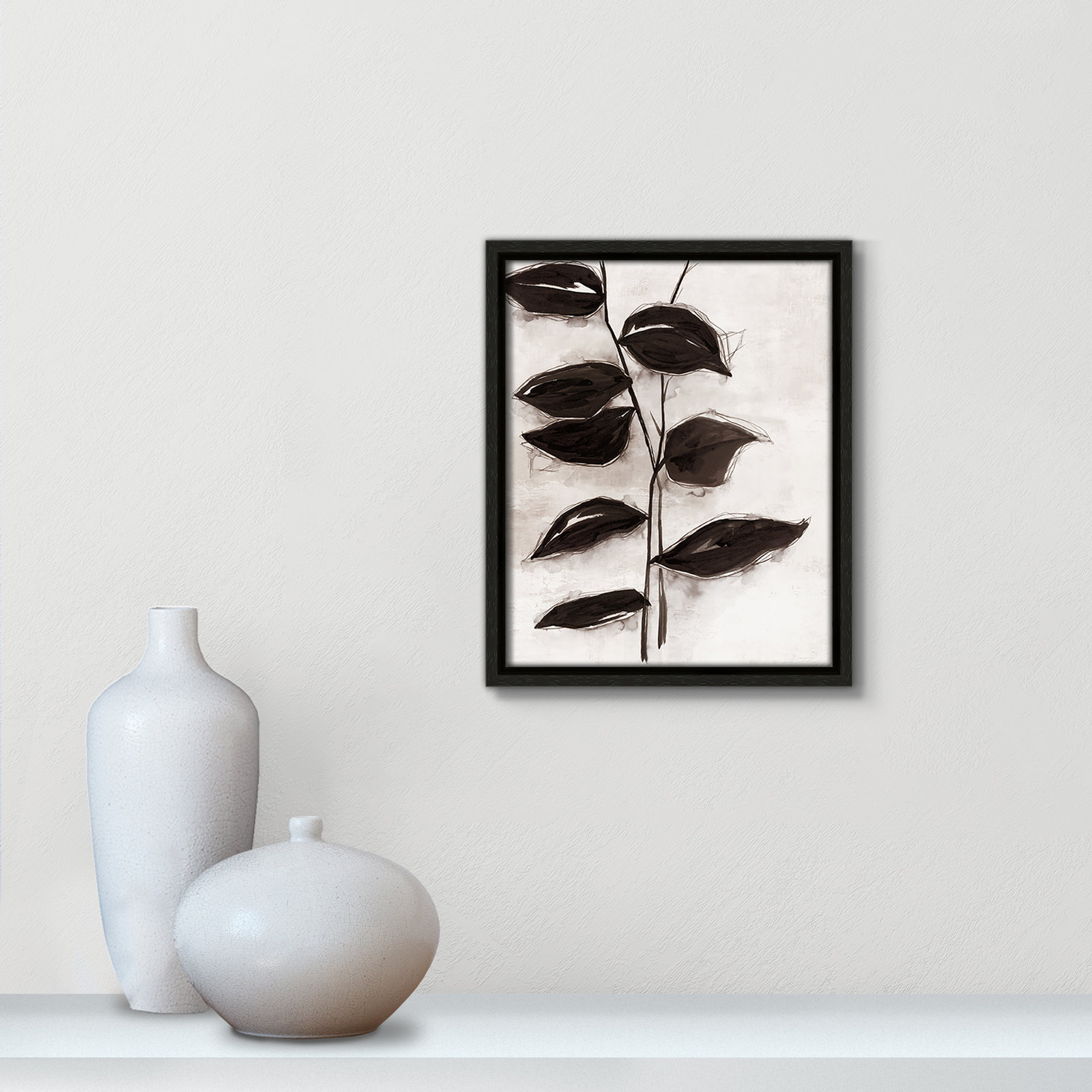 Leaves I by Eva Watts, 11.5" H x 9.5" W x 2" D, Espresso Framed