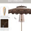 Parasol de patio à double plateau à volants 9 pi - avec inclinaison et manivelle pour l'amusement extérieur dans différents environnements Manivelle à bouton-poussoir brun, terrasse, piscine, jardin