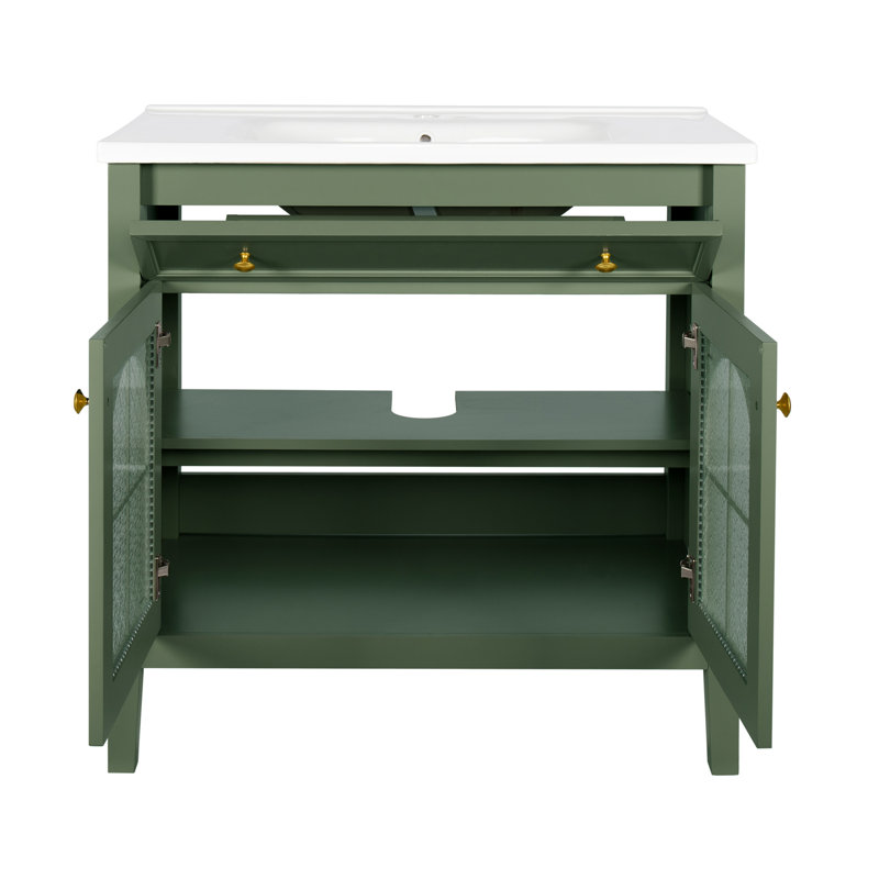 Armoire de salle de bain 35,6 pouces de style médiéval avec éclairage à capteur de mouvement et rangement réglable