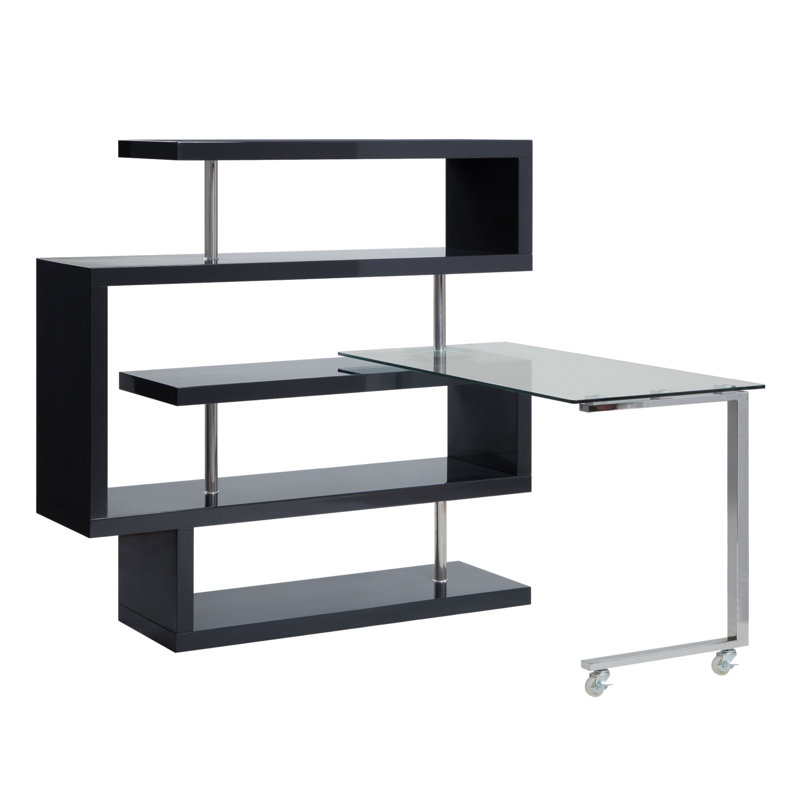Raceloma Writing Desk With Shelf, Modern And Functional Design For Efficient Workspace Organization, Black