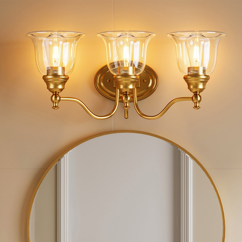 Applique murale moderne 3 lumières pour meuble-lavabo, Doré