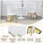 63'' Faux Marble Rectangular Dining Table Set For 4–6 With PU Leather Chairs And O-Shaped Base-2054350240-2054350242