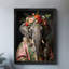 «Black Floral Vintage Elephant»: art mural animal bohémien, impressions de style rétro-1862392045