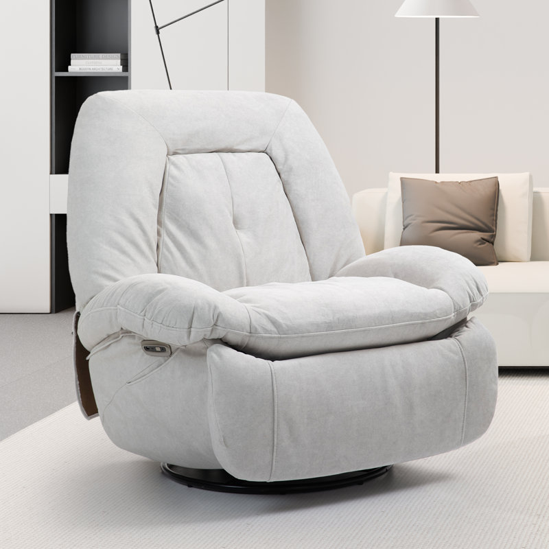 37.79'' Wide Swivel Recliner Chair, Glider Rocking Power Recliner With Massage And Heated, Gray
