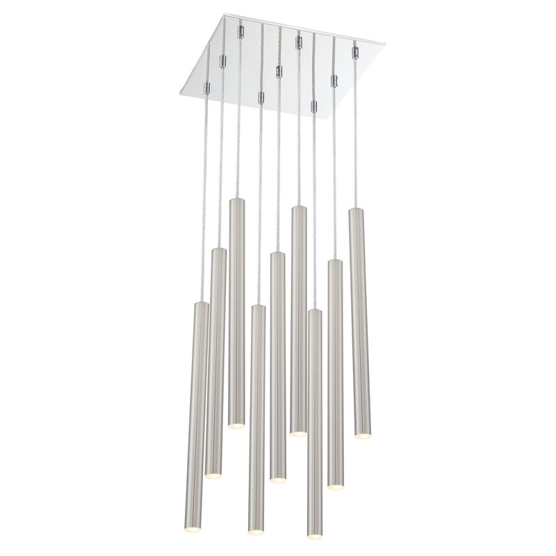 Bowning 9 - Light LED Cluster Pendant, Stain Nickel