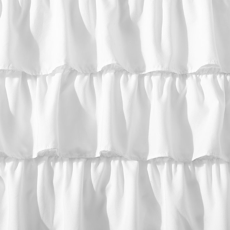Solid White Full Ruffled Polyester Bed Skirt with 15" Drop