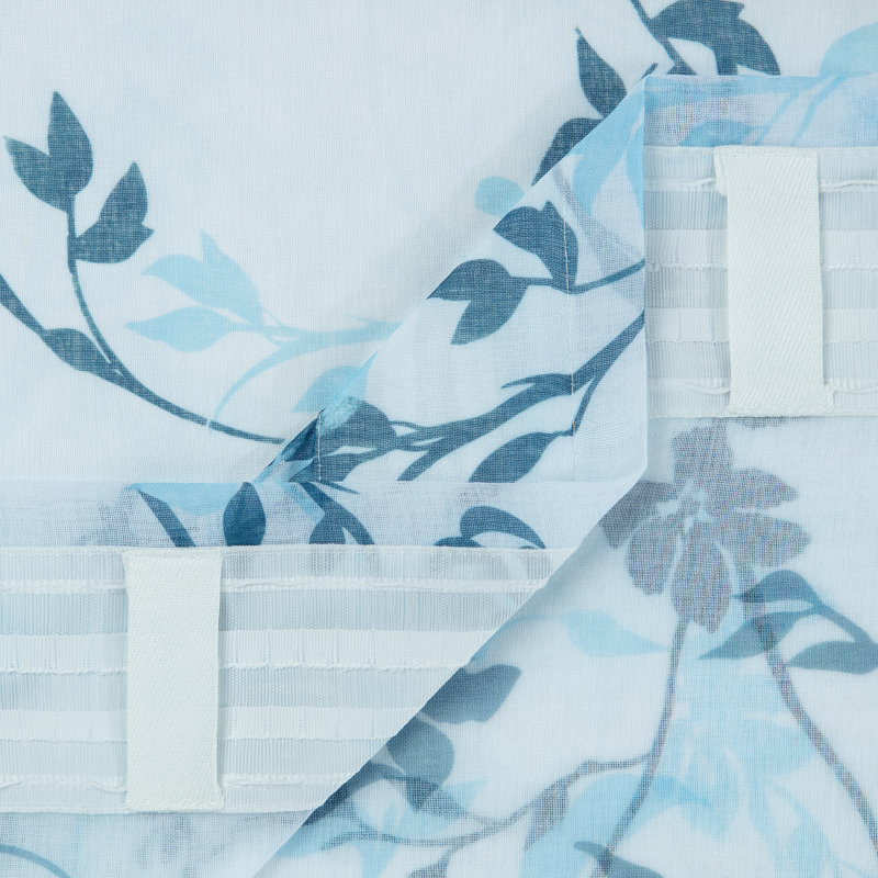 Keohane 2-Panel Floral Textured Sheer Curtain Panels 3-In-1 Back Tab, Rod Pocket, Ring Tab, 52" W x 108" L, Teal