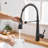 Black Kitchen Faucet With Pull-Down Spray, Single Handle Control, Material, Resists Corrosion And Water Spots, Versatile Flow Choices, Quick Install Procedure