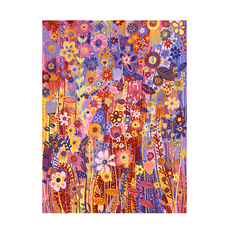 Art mural sur toile tendue - Noemi Ibarz «Fleurs au soleil», art mural pour salon, chambre à coucher ou bureau - 18 x 24