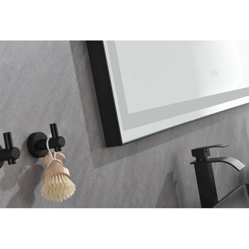 Miroir de salle de bain 96 x 36 pouces à DEL avec cadre en aluminium, miroir de meuble-lavabo mural, anti-buée, mémoire, 3 couleurs, réglable en continu