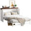Armoire de lit double pleine grandeur en noyer blanc, station de charge, port et rangement pour nuitée, armoire en noyer avec tiroir-1233743608