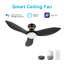 Ventilateur de plafond intelligent Ryatt avec télécommande, ensemble d'éclairage inclus, fonctionne avec l'assistant Google et Amazon Alexa, raccourci Siri.-1745994013