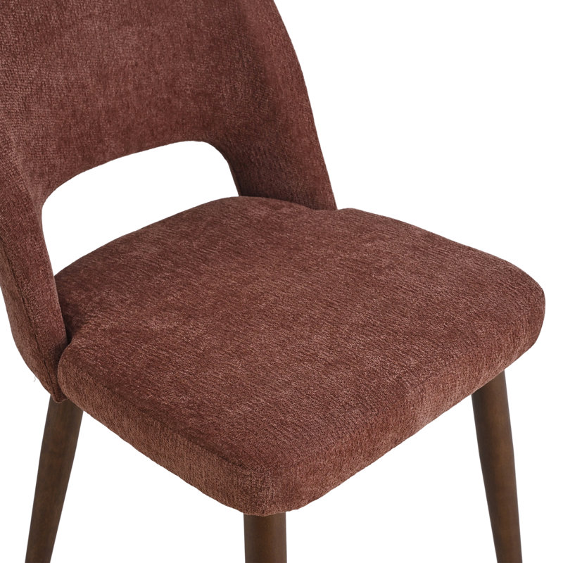  Ensemble de 4 chaises d'appoint rembourrées en chenille avec pieds en bois massif pour salle à manger, 4, Rouille