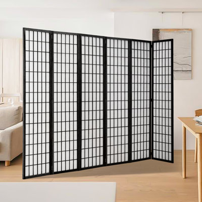 Wallaston 270cm W x 180cm H 6-Panel Solid Wood Folding Room Divider Screen