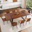 Ensemble de table de salle à manger en bois 87 po avec chaise rembourrée en cuir PU-116180492-115951196
