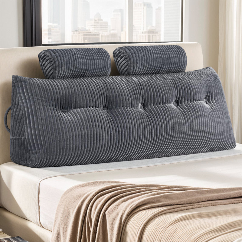 Magic Velvet Backrest Pillow,Headboard Wedge Pillow  , 26''H x 76''W, Gray