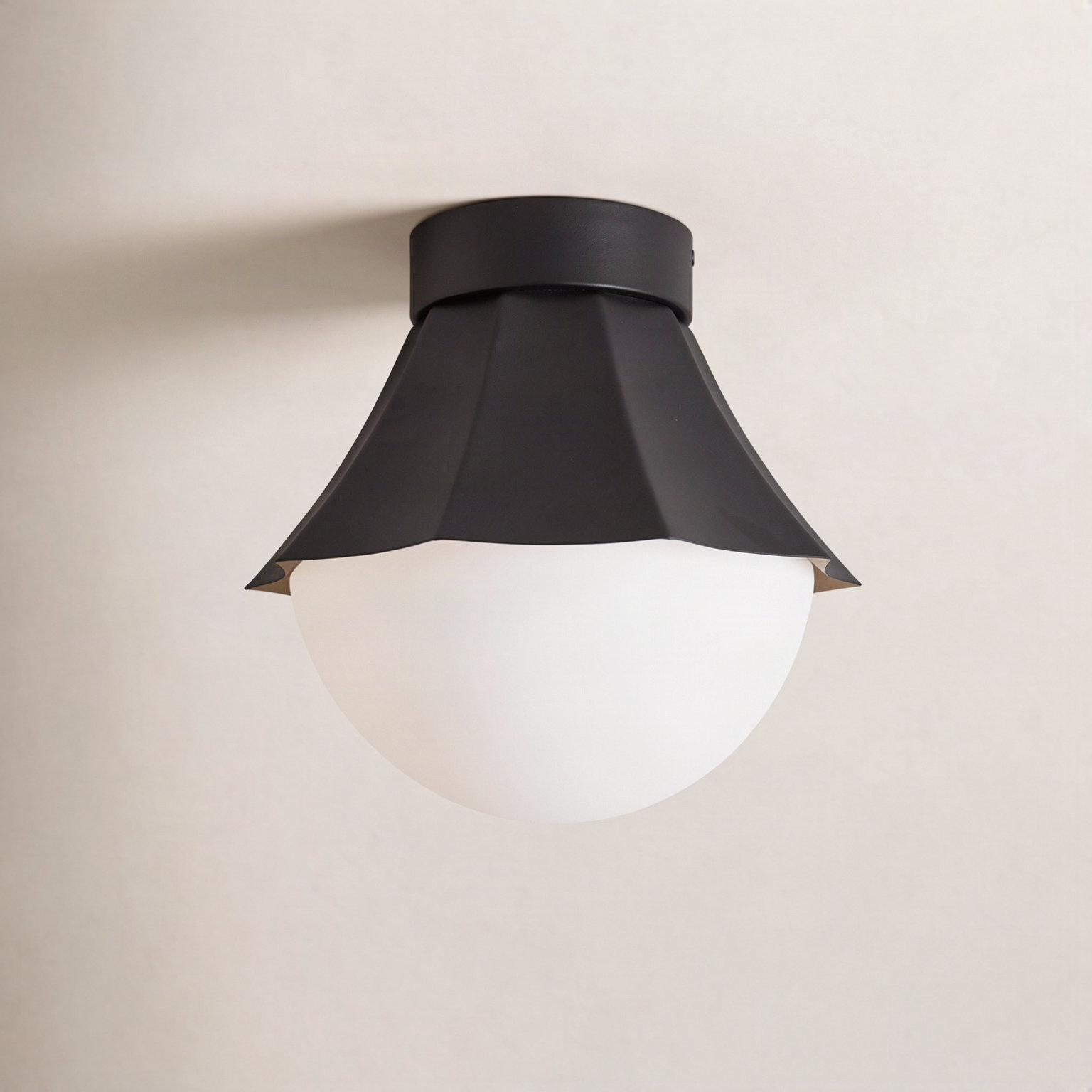 Single Light Semi Flush Mount, Matte Black