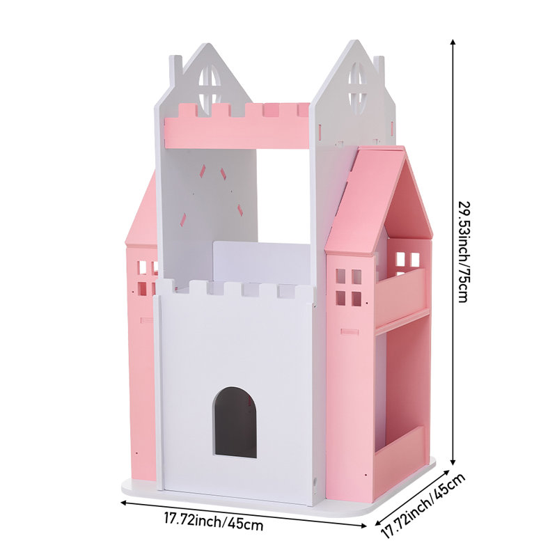 45cm W Floating Shelf Bookcase, White/Pink, (3 Shelves) 75cm. H x 45cm. W x 45cm. D