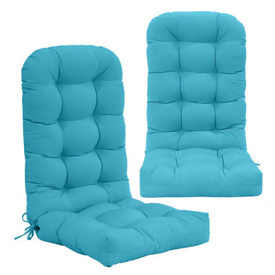 Outdoor Replacement Cushion Set  4.7" Thick High Back Seat / Back Cushions with Ties, Buckle (Set of 2)