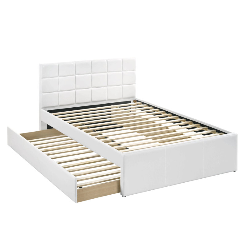 Lit avec lattes de lit gigogne en similicuir revêtu de contreplaqué pour enfants, Lit simple