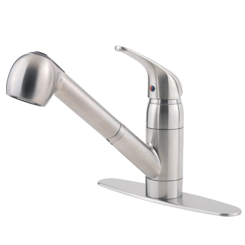Pfirst Series Pull Out Single Handle Kitchen Faucet with Accessories, Stainless Steel
