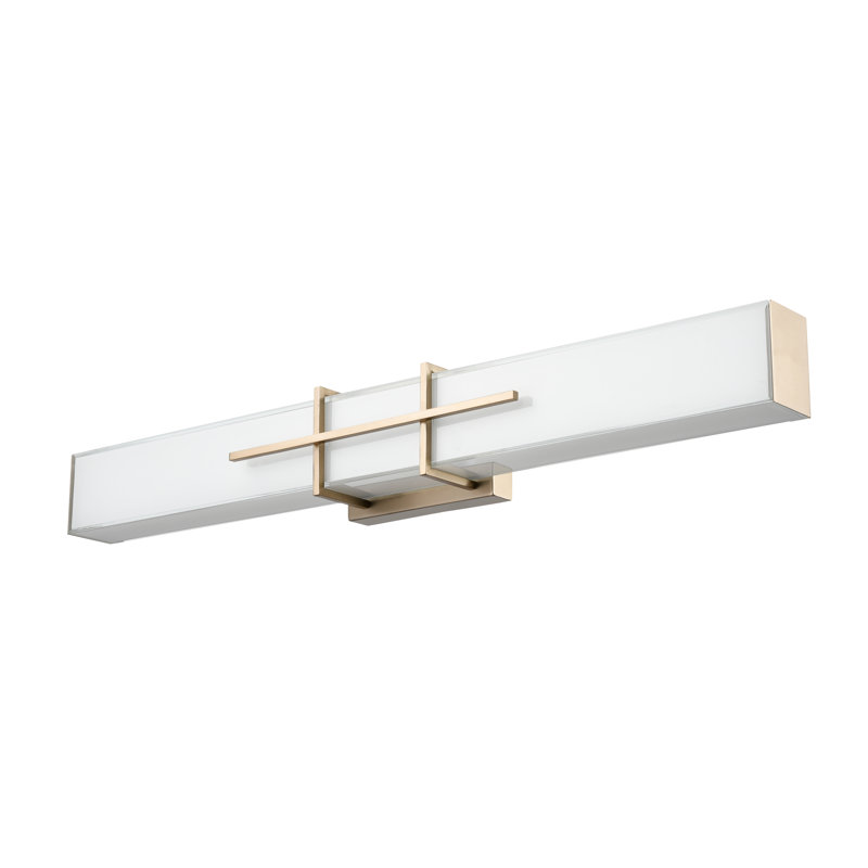 Caitin Dimmable LED Bath Bar with White Glass Shade, Modern Gold