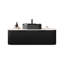 Meuble-lavabo moderne de 48 po avec lavabo en céramique noire, 2 tiroirs, armoire rayée 3D matte, grand espace de rangement, utilisation confortable du tiroir-130100690