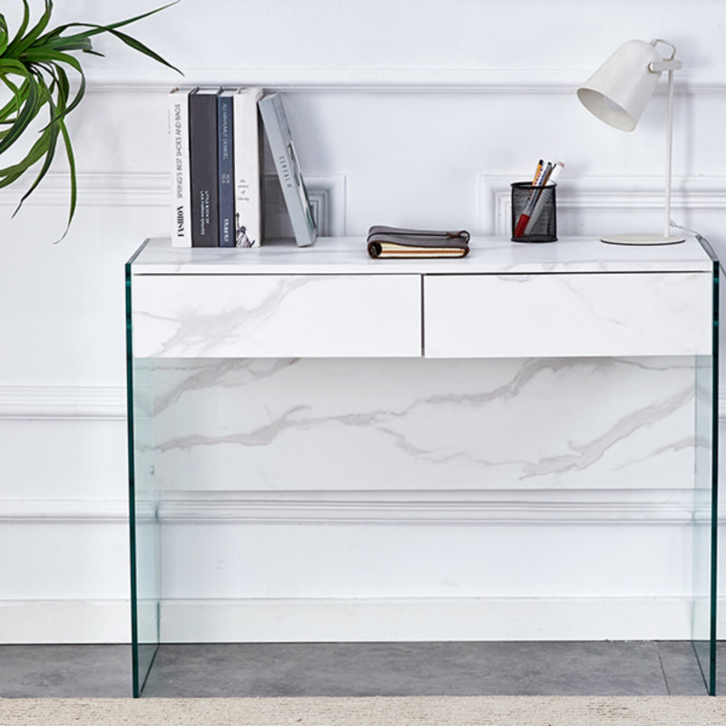 White Environmental Protection MDF Minimalist Dresser, Desk, Desktop Computer Desk, With Double Drawer Storage Space, Simple Home, Perfect For Various Styles Of Home Environment. (Dresser)