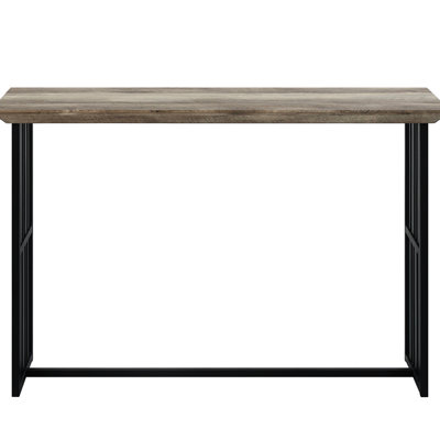 Table en chêne antique avec base en métal traîneau - surface rectangulaire polyvalente et solide H 30 po x l 47 po x P 15 po