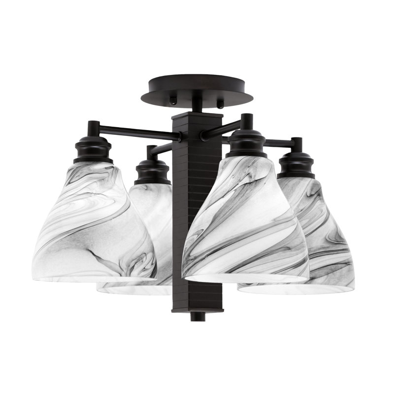 Edge 4 lumières semi-encastrées avec verre tourbillon onyx 6,25 po, Nickel brossé