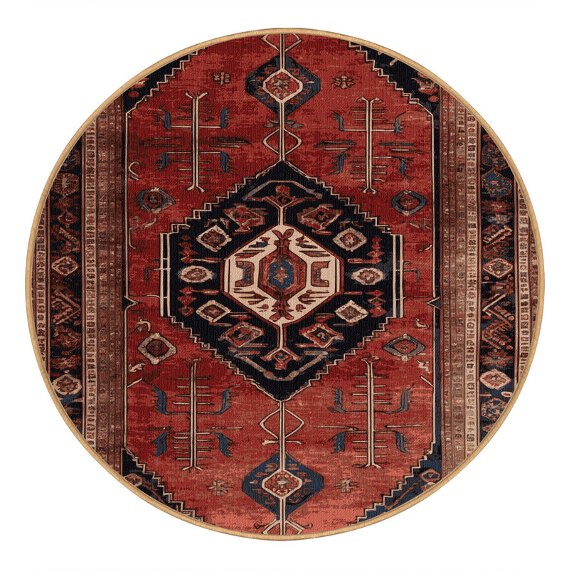 Tapis brun lavable à la machine, Rond 7 pi