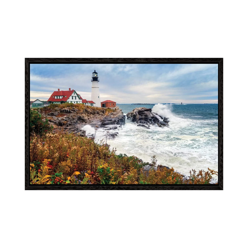 Cape Elizabeth Lighthouse Stormy Morning Portland Maine by Susanne Kremer - Print on Canvas, 152.5 cm H x 101.5 cm W