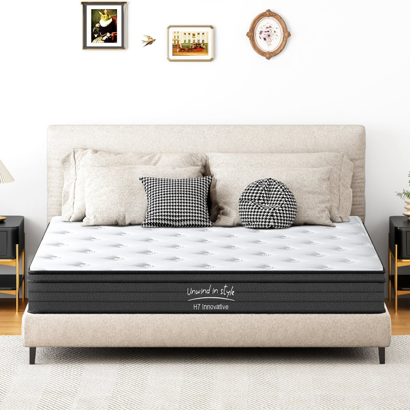 Très grand matelas ferme de 10 pouces avec mousse viscoélastique gélifiée ensachée individuellement pour une nuit de sommeil ferme et solide
