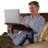 WorkEZ Executive Laptop Stand and Lap Desk - Extra-Wide Adjustable Laptop Table with Cooling Fans - Black-22946468